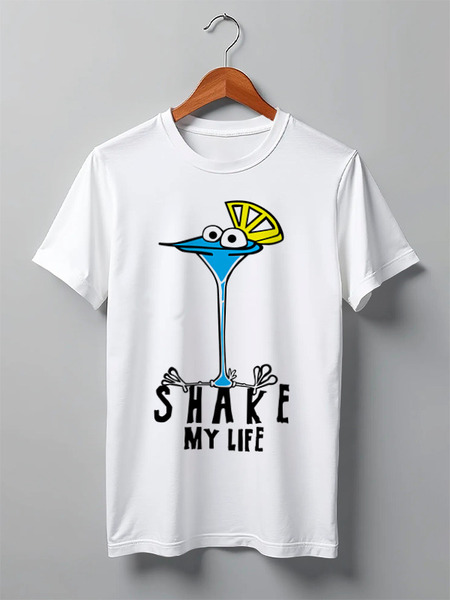 Заказать мужскую футболку в Москве. Футболка классическая Shake my life от Дмитрий - готовые дизайны и нанесение принтов.