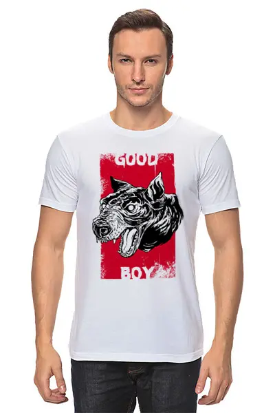Заказать мужскую футболку в Москве. Футболка классическая Good boy от Kostya  - готовые дизайны и нанесение принтов.