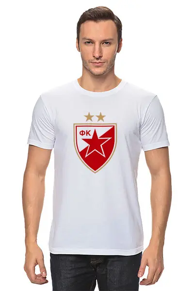 Заказать мужскую футболку в Москве. Футболка классическая Црвена звезда от THE_NISE  - готовые дизайны и нанесение принтов.