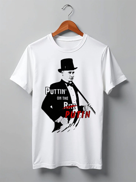 Заказать мужскую футболку в Москве. Футболка классическая Puttin on the Putin от Savara - готовые дизайны и нанесение принтов.