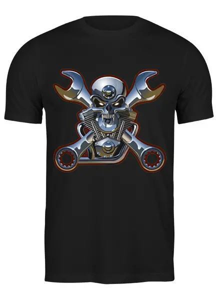 Заказать мужскую футболку в Москве. Футболка классическая Metal Skull от Илья Щеблецов - готовые дизайны и нанесение принтов.
