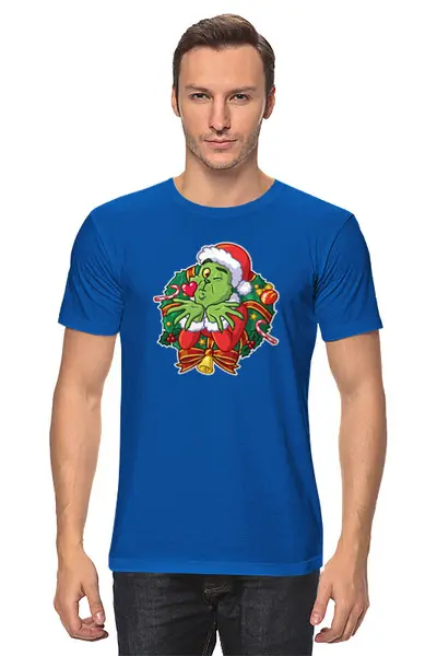 Заказать мужскую футболку в Москве. Футболка классическая Grinch от T-shirt print  - готовые дизайны и нанесение принтов.