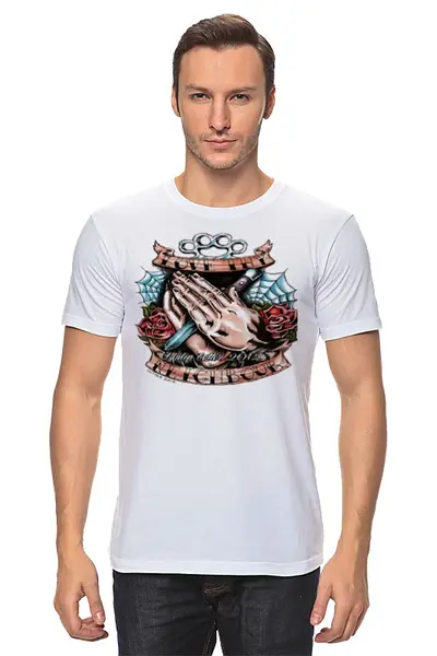 Заказать мужскую футболку в Москве. Футболка классическая Love thy neighbour от Серега Шнайдер - готовые дизайны и нанесение принтов.
