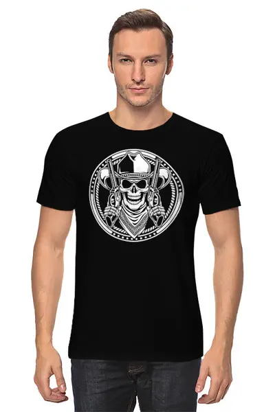 Заказать мужскую футболку в Москве. Футболка классическая CowboySkull от balden - готовые дизайны и нанесение принтов.