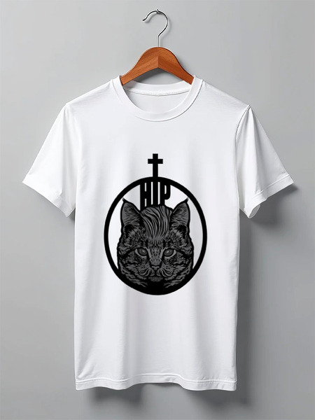 Заказать мужскую футболку в Москве. Футболка классическая HIPSTER CAT от 7SWɅG - готовые дизайны и нанесение принтов.