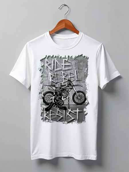 Заказать мужскую футболку в Москве. Футболка классическая Ride, Rebel, Resist от oneredfoxstore@gmail.com - готовые дизайны и нанесение принтов.