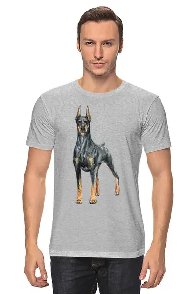 Заказать мужскую футболку в Москве. Футболка классическая Dog Doberman от T-shirt print  - готовые дизайны и нанесение принтов.