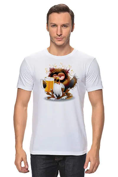 Заказать мужскую футболку в Москве. Футболка классическая Drunk Owl от balden - готовые дизайны и нанесение принтов.