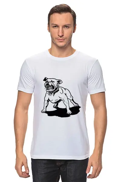 Заказать мужскую футболку в Москве. Футболка классическая Питбуль от lupa - готовые дизайны и нанесение принтов.