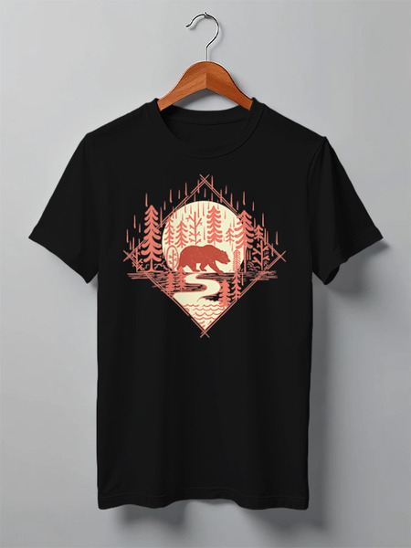 Заказать мужскую футболку в Москве. Футболка классическая Bear Here от oneredfoxstore@gmail.com - готовые дизайны и нанесение принтов.