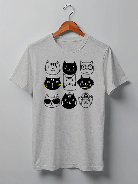Заказать мужскую футболку в Москве. Футболка классическая Cats Here от oneredfoxstore@gmail.com - готовые дизайны и нанесение принтов.
