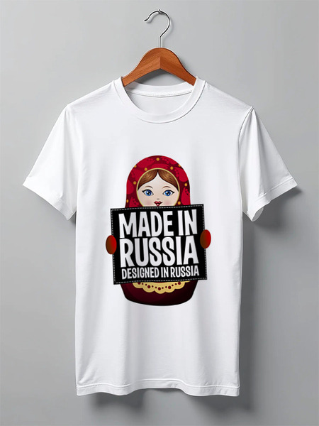 Заказать мужскую футболку в Москве. Футболка классическая Made in Russia by Hearts of Russia от Design Ministry - готовые дизайны и нанесение принтов.