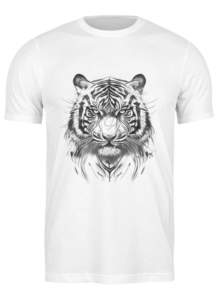 Заказать мужскую футболку в Москве. Футболка классическая Голова тигра от Media M  - готовые дизайны и нанесение принтов.