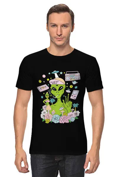 Заказать мужскую футболку в Москве. Футболка классическая Инопланетянин от icase - готовые дизайны и нанесение принтов.