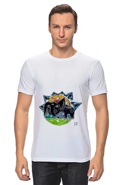 Заказать мужскую футболку в Москве. Футболка классическая Слоник от Elena Vasilchenko - готовые дизайны и нанесение принтов.