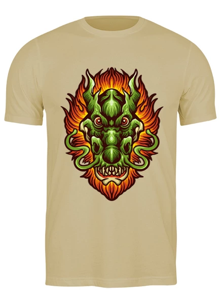 Заказать мужскую футболку в Москве. Футболка классическая Огненный дракон от skynatural - готовые дизайны и нанесение принтов.