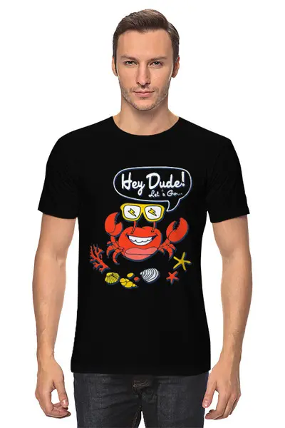Заказать мужскую футболку в Москве. Футболка классическая Крабик от T-shirt print  - готовые дизайны и нанесение принтов.