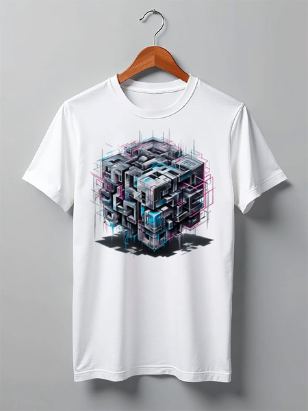 Заказать мужскую футболку в Москве. Футболка классическая Airbrush Hypercube-Transformer от Михаил Антипов - готовые дизайны и нанесение принтов.