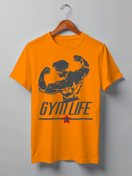 Заказать мужскую футболку в Москве. Футболка классическая GYM LIFE! от Алексс Неро - готовые дизайны и нанесение принтов.