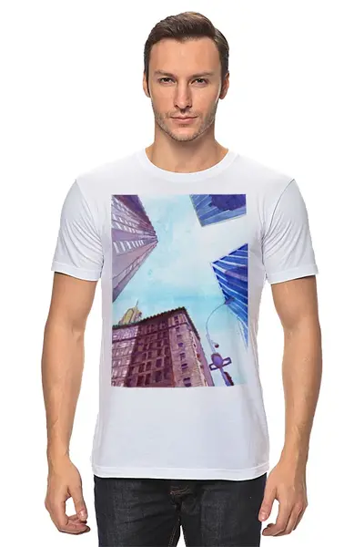 Заказать мужскую футболку в Москве. Футболка классическая Небоскребы II от artoutloop - готовые дизайны и нанесение принтов.