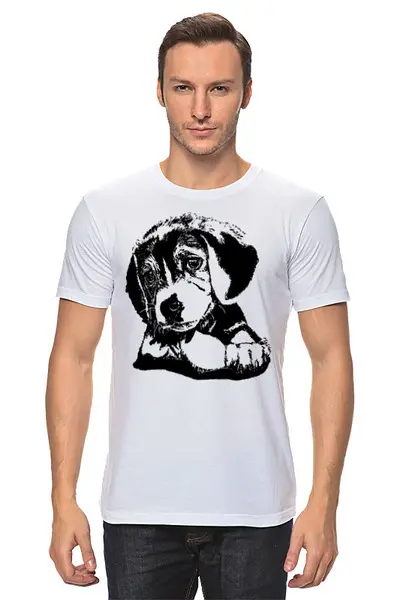 Заказать мужскую футболку в Москве. Футболка классическая Щенок от mega281@yandex.ru - готовые дизайны и нанесение принтов.