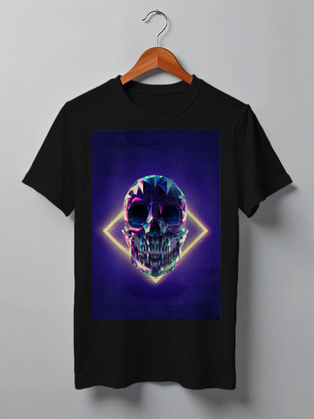 Заказать мужскую футболку в Москве. Футболка классическая Low poly skull от scoopysmith - готовые дизайны и нанесение принтов.