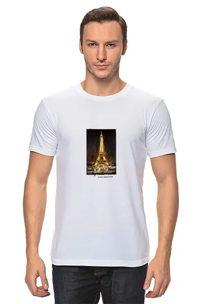 Заказать мужскую футболку в Москве. Футболка классическая Париж от @mywave - готовые дизайны и нанесение принтов.