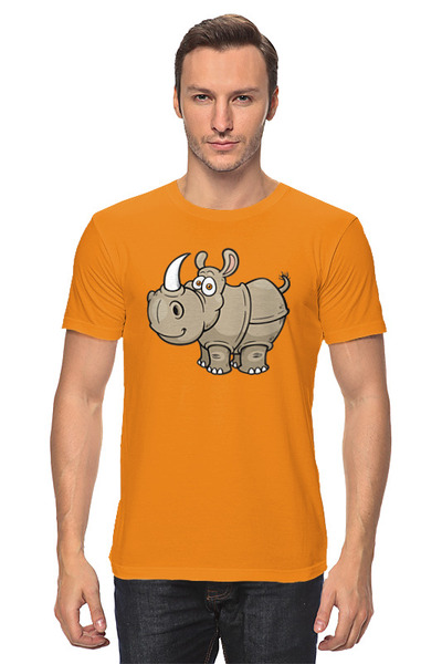 Заказать мужскую футболку в Москве. Футболка классическая Милый носорог от skynatural - готовые дизайны и нанесение принтов.