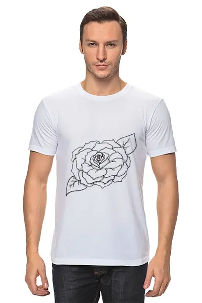 Заказать мужскую футболку в Москве. Футболка классическая Роза  от Elena Balter - готовые дизайны и нанесение принтов.