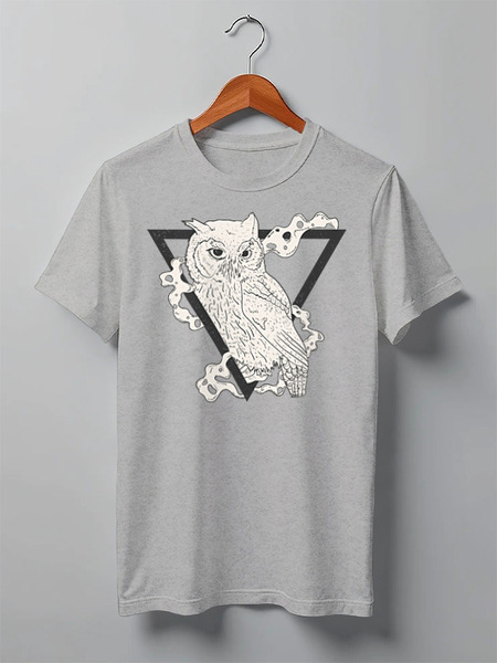 Заказать мужскую футболку в Москве. Футболка классическая Owl Here от oneredfoxstore@gmail.com - готовые дизайны и нанесение принтов.