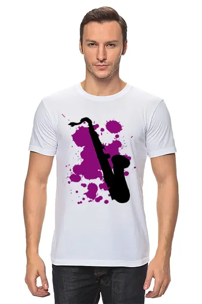 Заказать мужскую футболку в Москве. Футболка классическая saxophone от la_infernale - готовые дизайны и нанесение принтов.