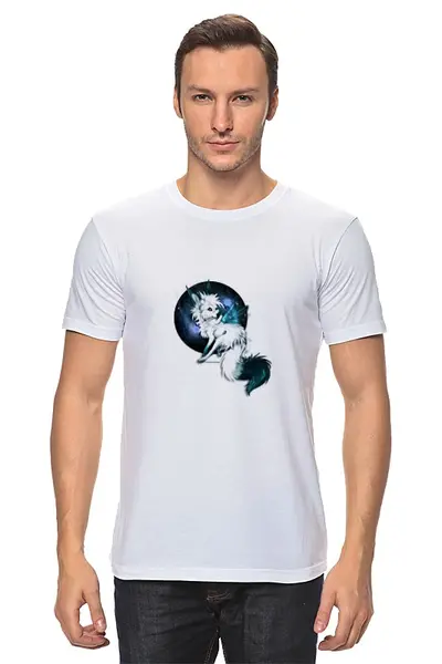 Заказать мужскую футболку в Москве. Футболка классическая Белая Волчица от MariYang  - готовые дизайны и нанесение принтов.
