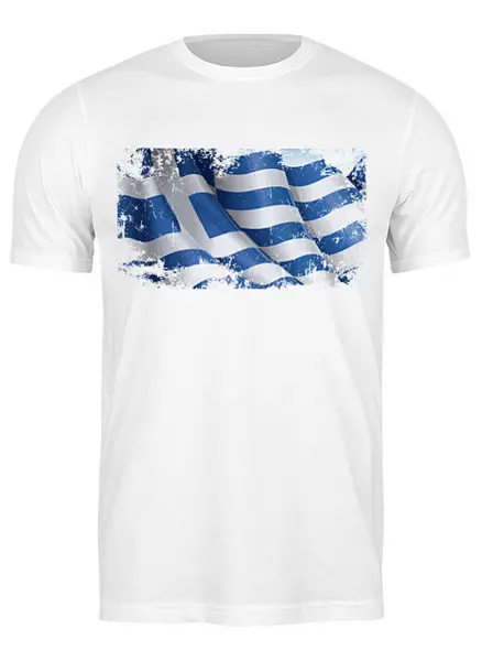 Заказать мужскую футболку в Москве. Футболка классическая Греческий флаг  от GRstyle  - готовые дизайны и нанесение принтов.