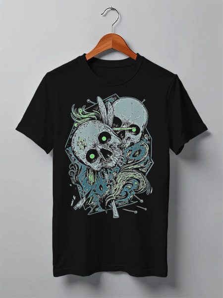 Заказать мужскую футболку в Москве. Футболка классическая Skull Art от Leichenwagen - готовые дизайны и нанесение принтов.