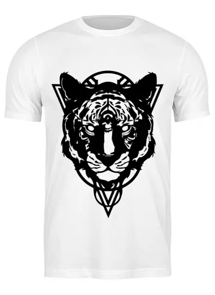 Заказать мужскую футболку в Москве. Футболка классическая Черно-белый тигр от Sijey123Design - готовые дизайны и нанесение принтов.