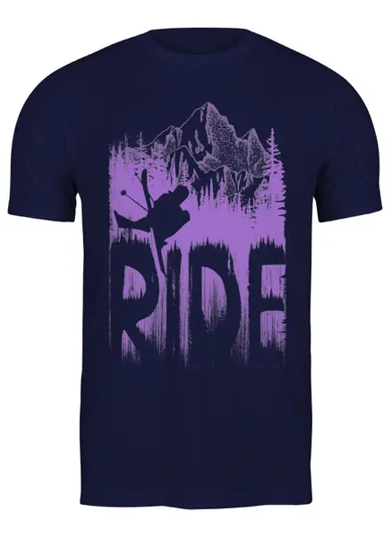 Заказать мужскую футболку в Москве. Футболка классическая Ski Ride от oneredfoxstore@gmail.com - готовые дизайны и нанесение принтов.