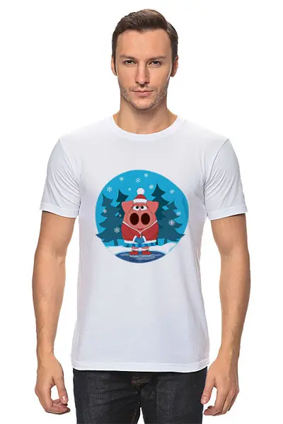 Заказать мужскую футболку в Москве. Футболка классическая свинка фигуристка от надежда печникова - готовые дизайны и нанесение принтов.