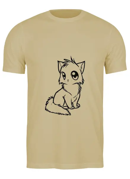 Заказать мужскую футболку в Москве. Футболка классическая Милый кот от denis01001 - готовые дизайны и нанесение принтов.