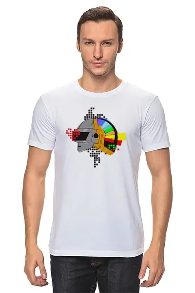 Заказать мужскую футболку в Москве. Футболка классическая Дафт Панк от 1world - готовые дизайны и нанесение принтов.