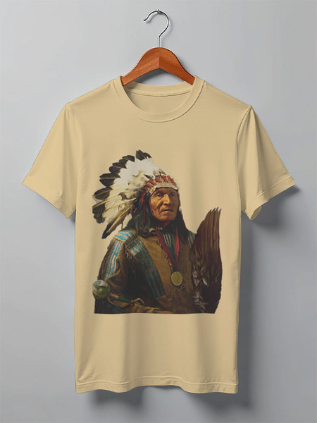 Заказать мужскую футболку в Москве. Футболка классическая Native American от maxim ershov - готовые дизайны и нанесение принтов.
