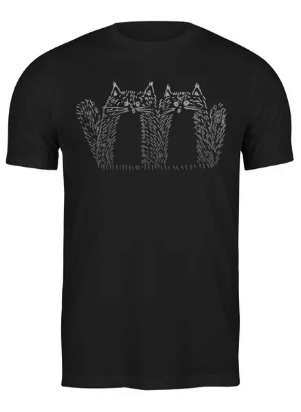 Заказать мужскую футболку в Москве. Футболка классическая Cats Here от oneredfoxstore@gmail.com - готовые дизайны и нанесение принтов.