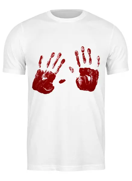 Заказать мужскую футболку в Москве. Футболка классическая Отпечатки рук от BeliySlon - готовые дизайны и нанесение принтов.