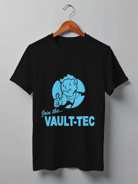 Заказать мужскую футболку в Москве. Футболка классическая Fallout Vault-Tec от cherdantcev - готовые дизайны и нанесение принтов.