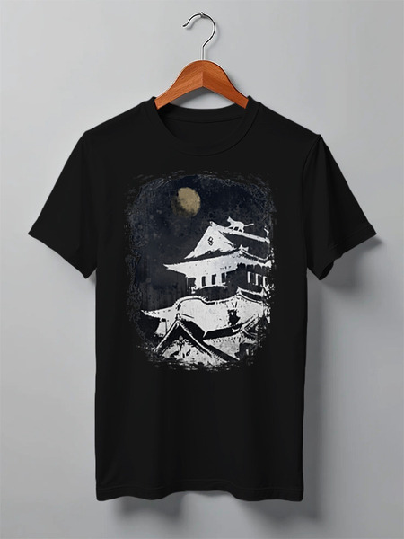 Заказать мужскую футболку в Москве. Футболка классическая Castle Cat от oneredfoxstore@gmail.com - готовые дизайны и нанесение принтов.