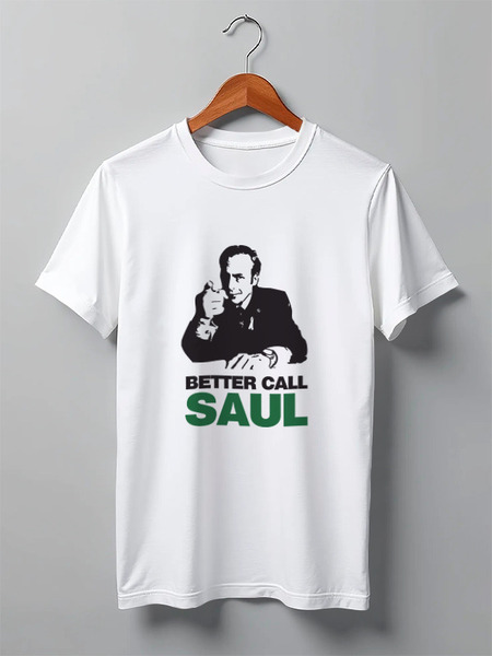 Заказать мужскую футболку в Москве. Футболка классическая Better call Saul от coolmag - готовые дизайны и нанесение принтов.
