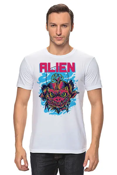 Заказать мужскую футболку в Москве. Футболка классическая ❖ ALIEN ❖ от balden - готовые дизайны и нанесение принтов.