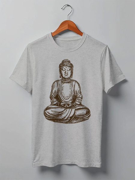 Заказать мужскую футболку в Москве. Футболка классическая Yoga Buddha от skynatural - готовые дизайны и нанесение принтов.