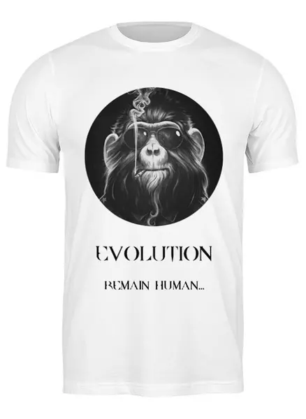 Заказать мужскую футболку в Москве. Футболка классическая evolution (1) от Тимофей Половной - готовые дизайны и нанесение принтов.