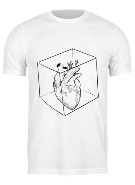 Заказать мужскую футболку в Москве. Футболка классическая Сердце в кубе от ingenervolos@gmail.com - готовые дизайны и нанесение принтов.
