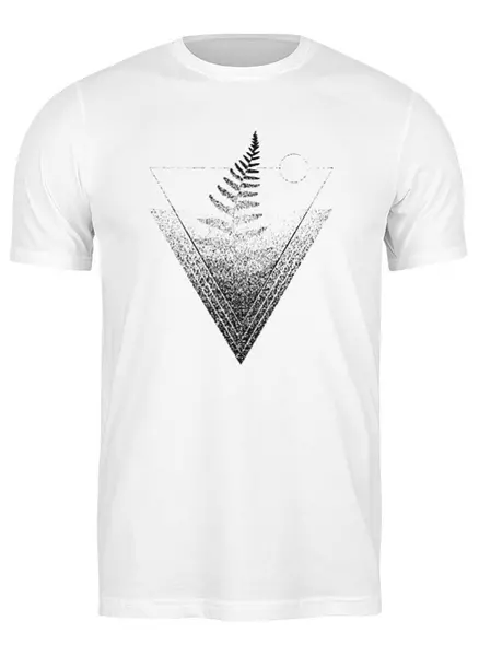 Заказать мужскую футболку в Москве. Футболка классическая Fern and Moon Triangle Tattoo от oneredfoxstore@gmail.com - готовые дизайны и нанесение принтов.